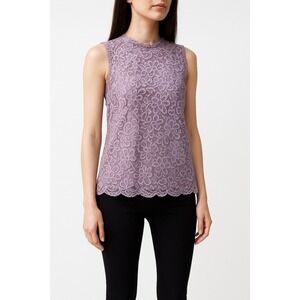 Women's Lace Ruffle Neck Sleeveless Blouse Purple Size‎ Medium